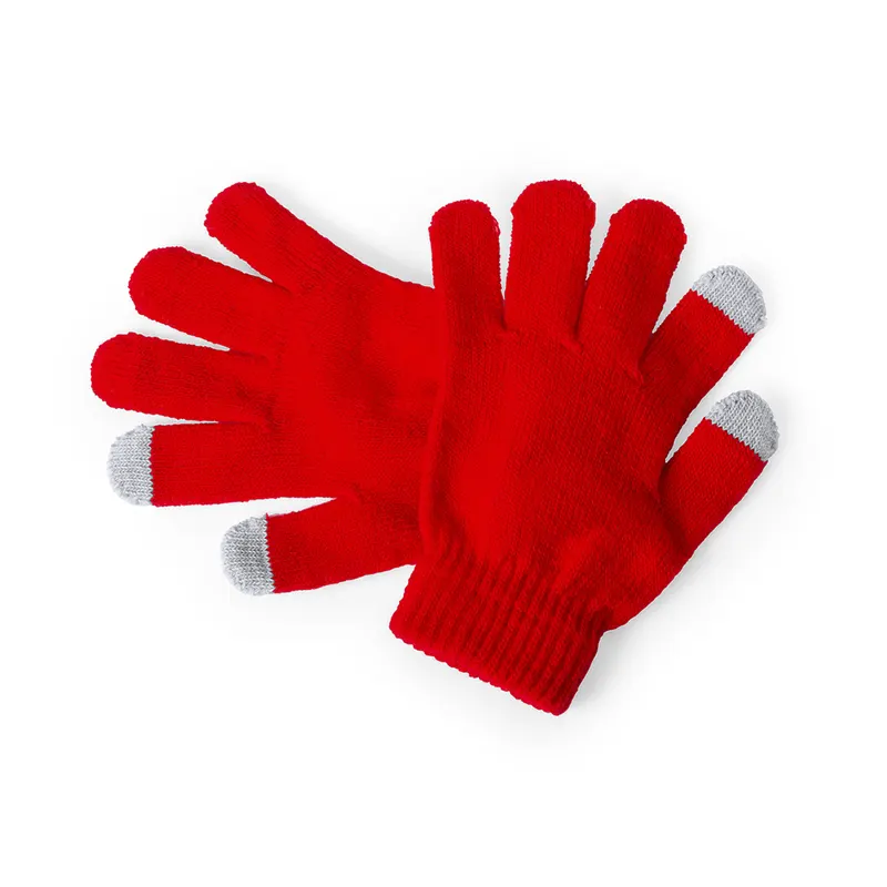Guantes táctiles infantiles de acrílico Pigun en rojo de acrílico, vista frontal