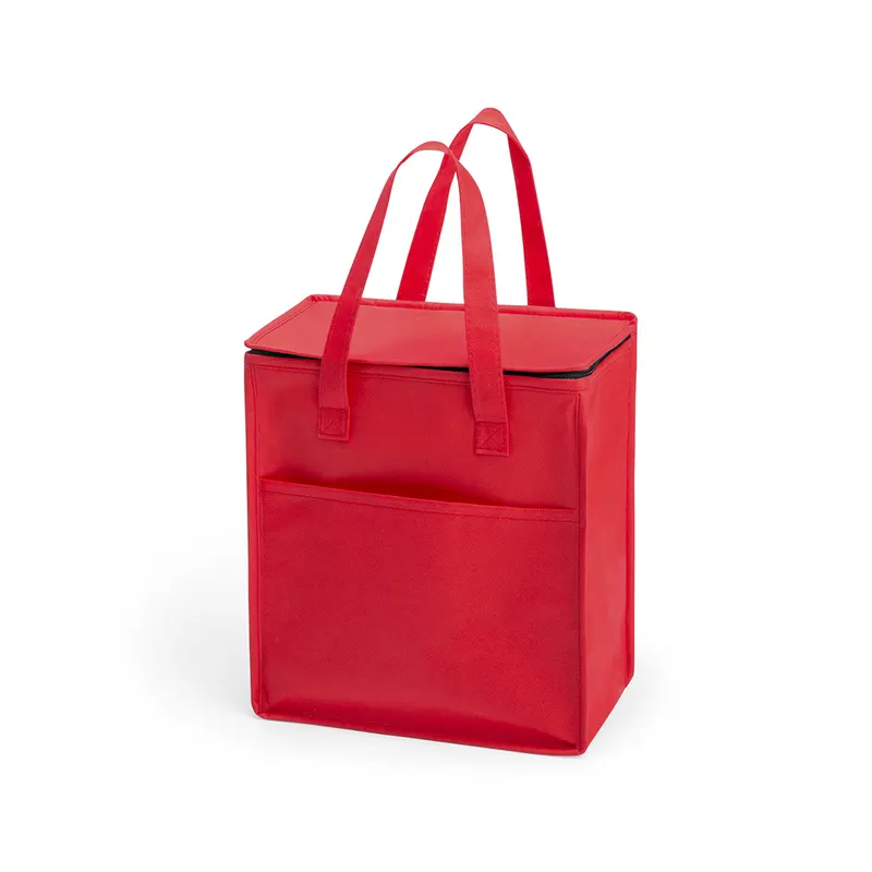 Nevera non woven Lans 10 l con bolsillo exterior en rojo de non-Woven/ aluminio, vista frontal