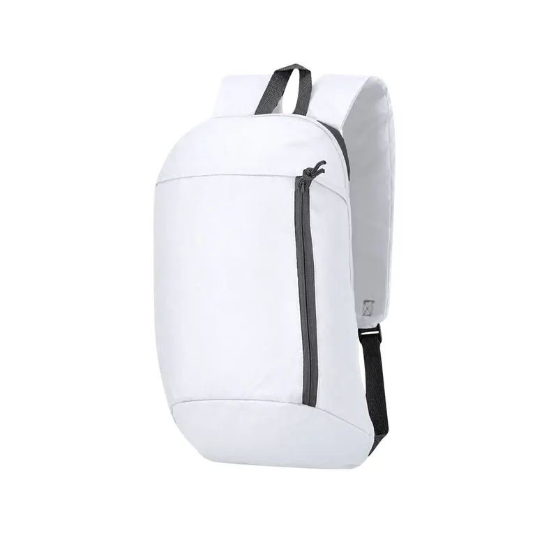Mochila outdoor Decath 600D con bolsillo frontal en blanco de poliéster 600D, vista frontal
