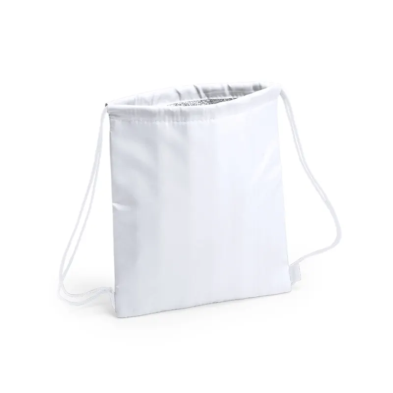 Mochila nevera de cuerdas poliéster Tradan 210D infantil en blanco de poliéster 210D/ aluminio, vista frontal