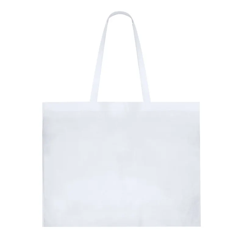 Bolsa non woven Karean 80 g fuelle asas largas 75 cm en blanco de non-Woven, vista frontal