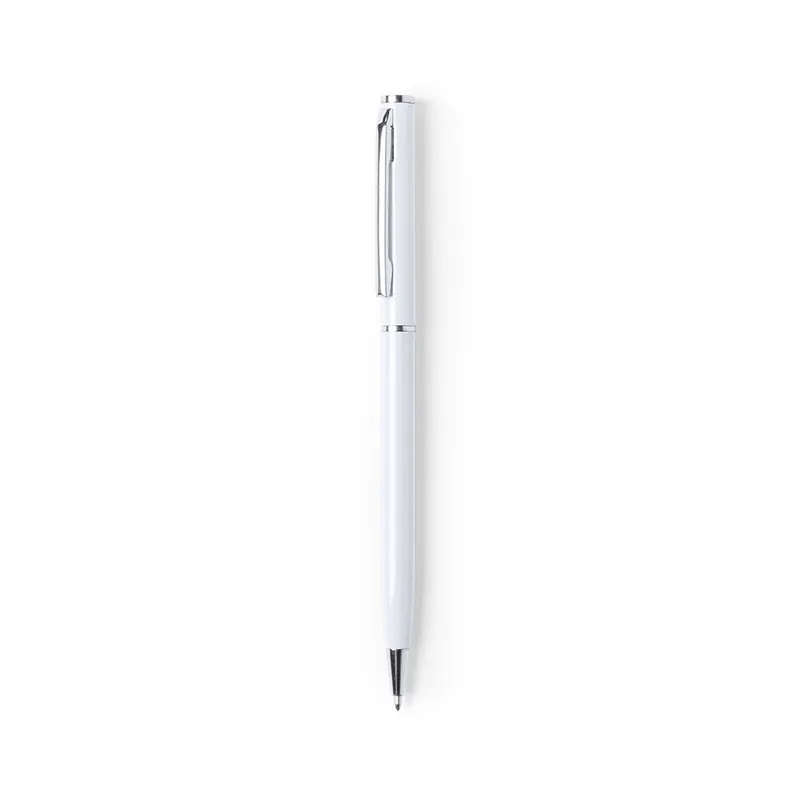 Bolígrafo de aluminio Zardox giratorio tinta azul en blanco de aluminio, vista frontal
