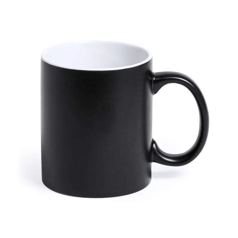 Taza de cerámica Lousa 350 ml para grabado láser en negro de cerámica, vista frontal