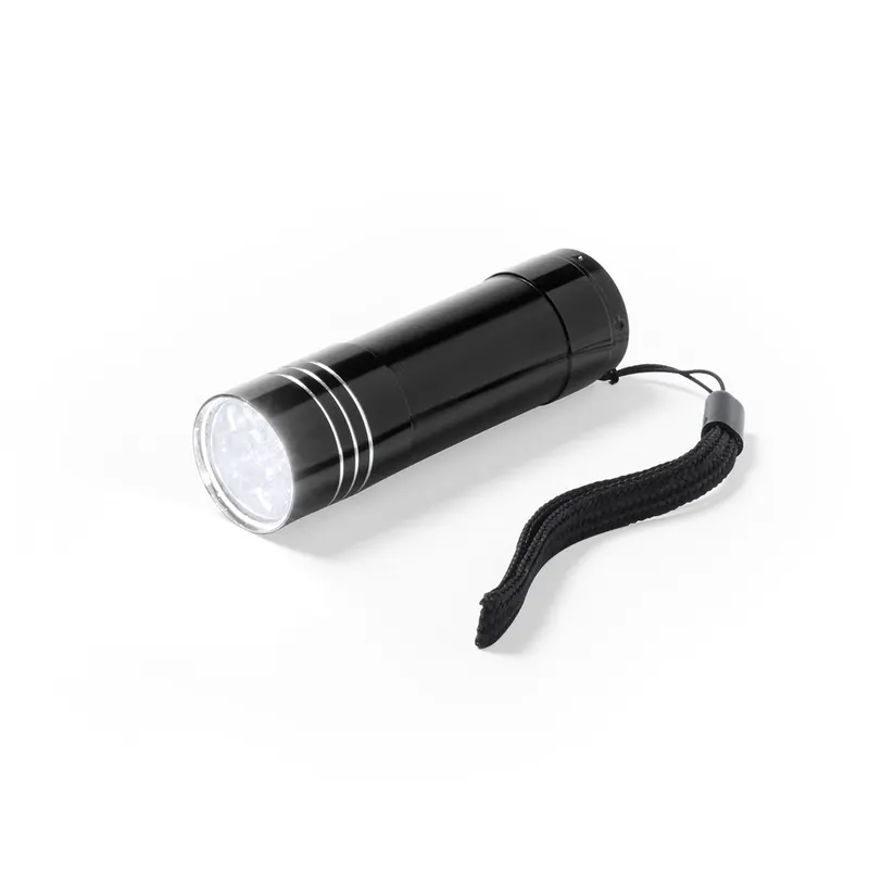 Linterna de aluminio Conny 9 LED en negro de aluminio, vista frontal