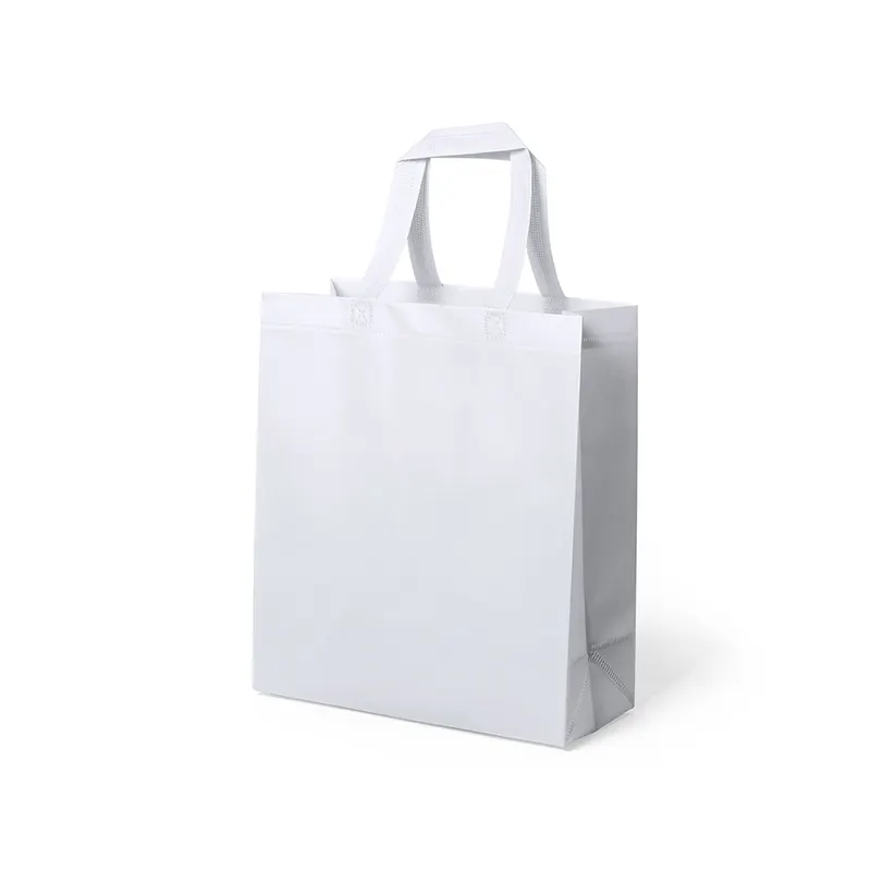 Bolsa non woven laminado Kustal 110 g termosellada en blanco de non-Woven laminado, vista frontal