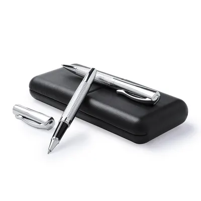 Set bolígrafo y roller en estuche de polipiel Darius personalizable