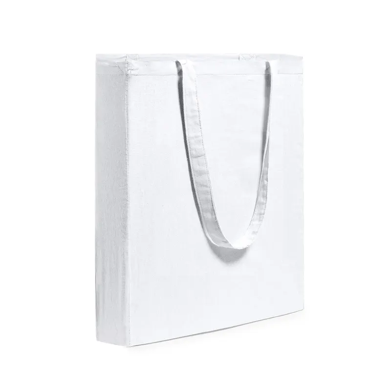 Bolsa de algodón Coina 105 g con fuelle y asas largas en blanco de algodón 105 g/ m2, vista frontal