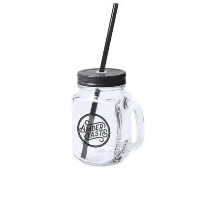 Tarro multiusos de cristal 500 ml con pajita personalizable