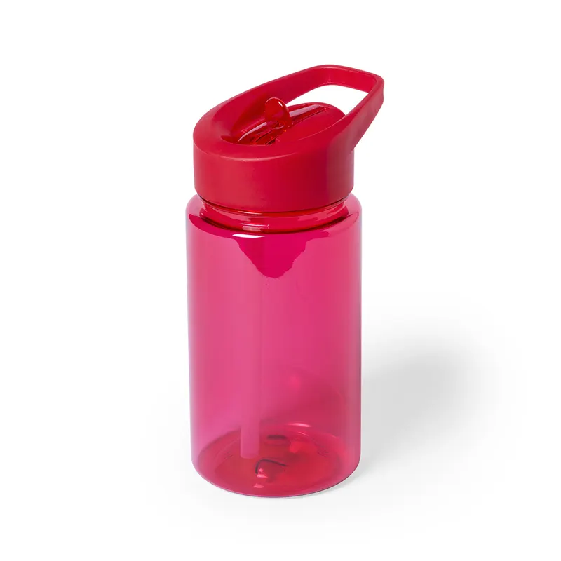 Bidón de tritán Deldye 440 ml con dosificador infantil en rojo de tritan, vista frontal