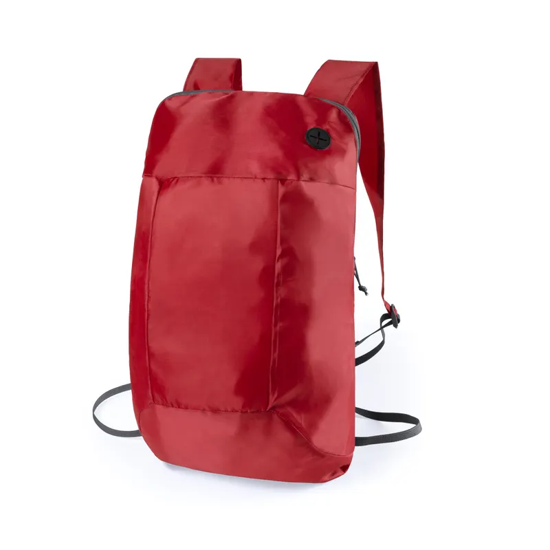 Mochila plegable de poliéster Signal 210D con auriculares en rojo de poliéster 210D, vista frontal
