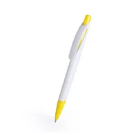Bolígrafo pulsador bicolor Hurban con clip curvado, vista lateral