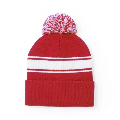 Gorro de acrílico Baikof con tira frontal y pompón personalizable
