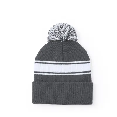 Gorro de acrílico Baikof con tira frontal y pompón personalizable