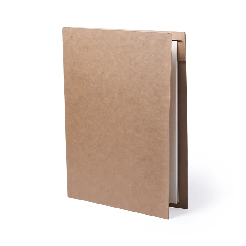 Carpeta de cartón reciclado Bloguer con bolígrafo en carpeta bloguer de cartón reciclado, vista frontal