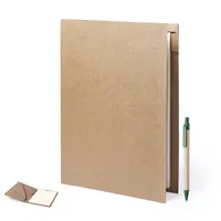 Carpeta de cartón reciclado Bloguer con bolígrafo de cartón reciclado, vista frontal