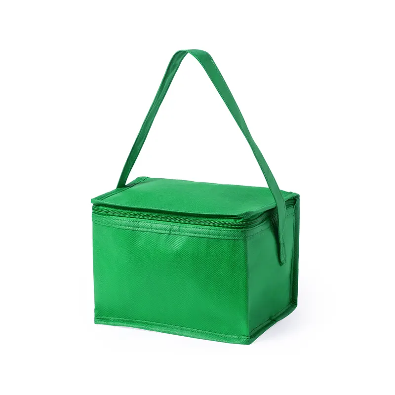 Nevera non woven Hertum 4 l con bandolera en verde de non-Woven/ aluminio, vista frontal