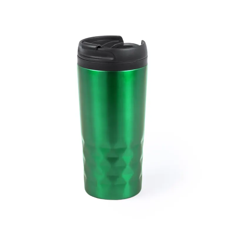 Vaso térmico de acero Dritox 310 ml diseño de rombos en verde de acero inox/ interior PP, vista frontal