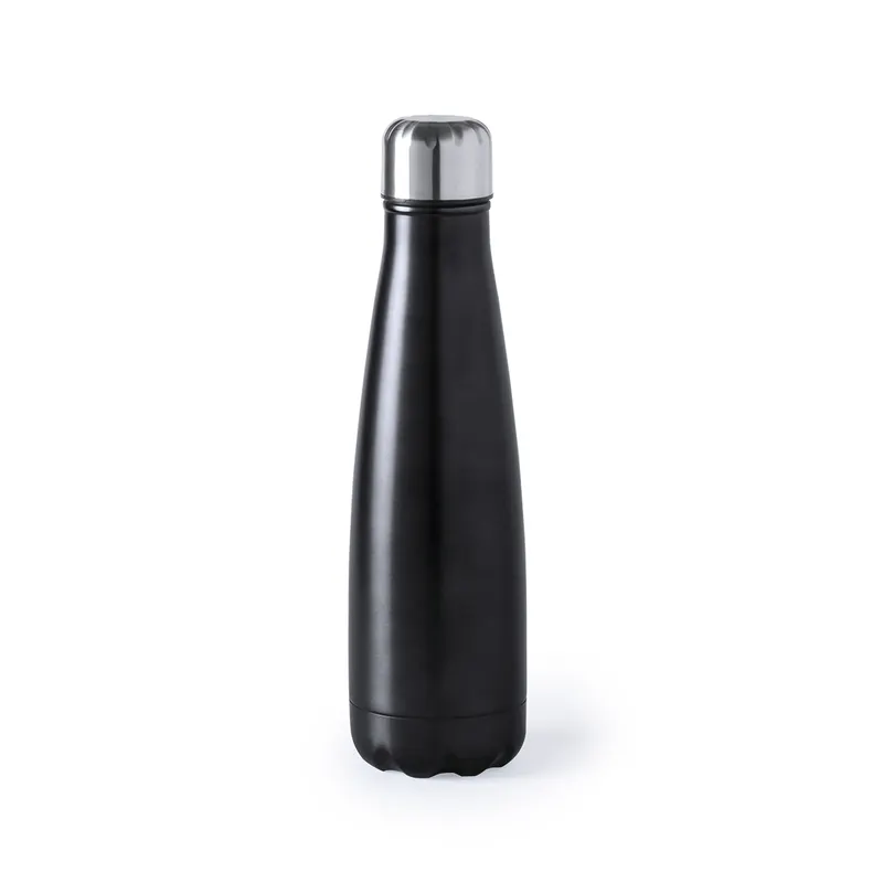 Bidón de acero Herilox inox 630 ml mate en negro de acero inox, vista frontal