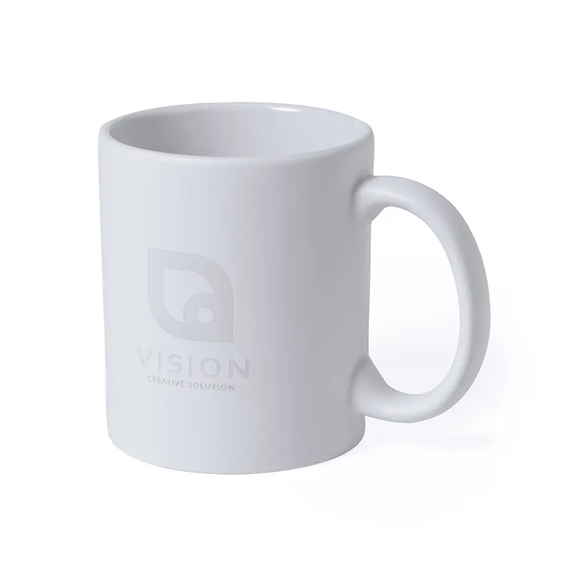Taza de cerámica Kulmer 350 ml láser interior de color en blanco de cerámica, vista frontal