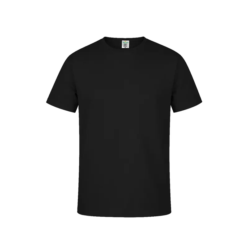 Camiseta de algodón Keya 180 g en colores en negro de 100% algodón ring spun, single jersey 180 g/, vista frontal