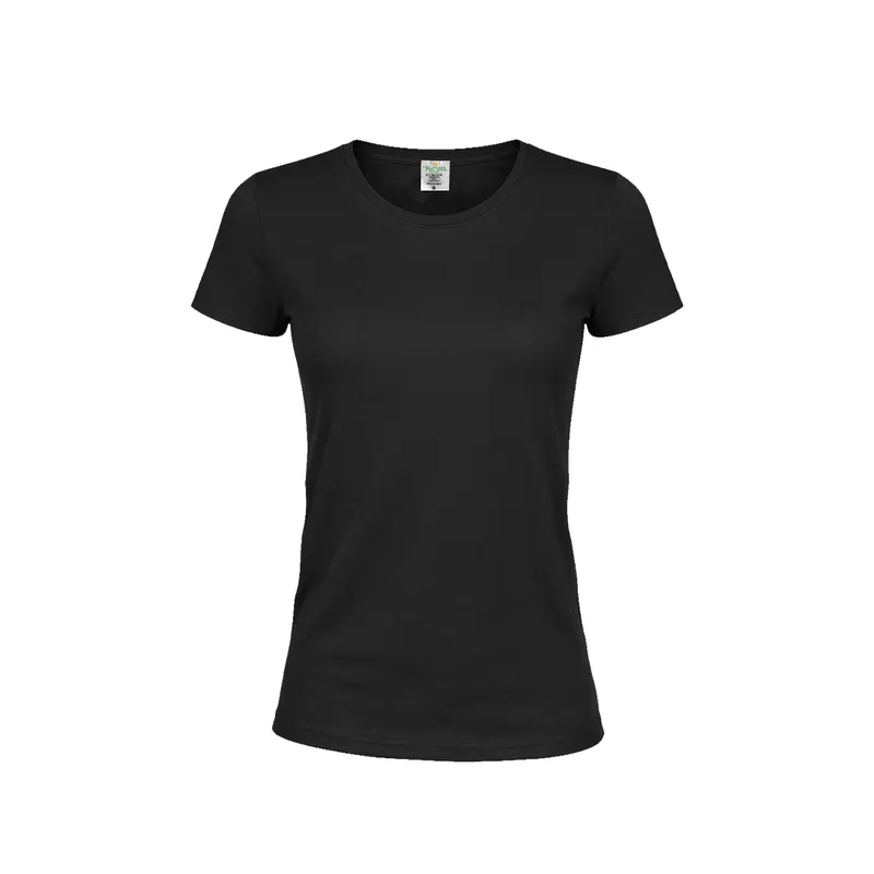 Camiseta de algodón Keya 180 g mujer en colores en negro de 100% algodón ring spun, single jersey 180 g/, vista frontal