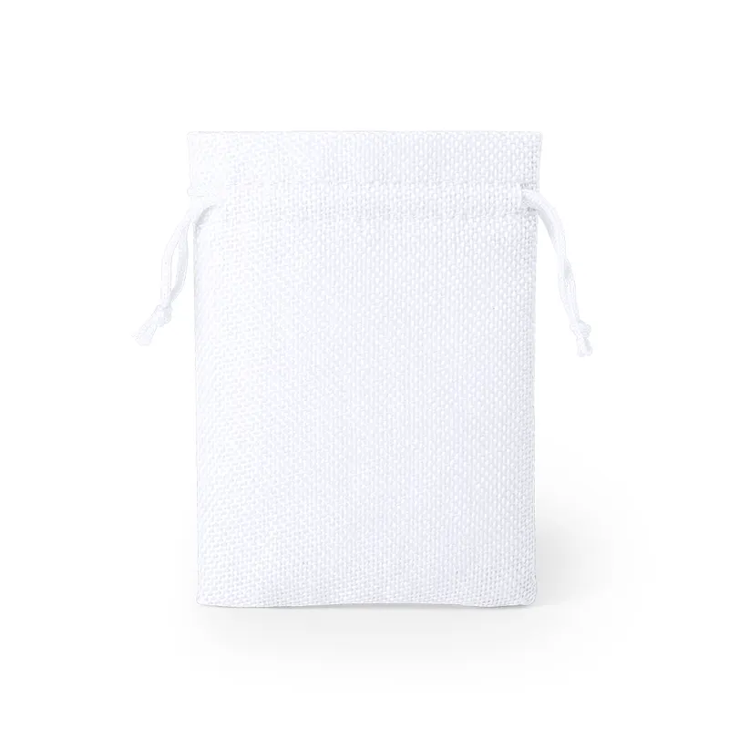 Funda de poliéster Dacrok con cierre de cordón en blanco de poliéster, vista frontal