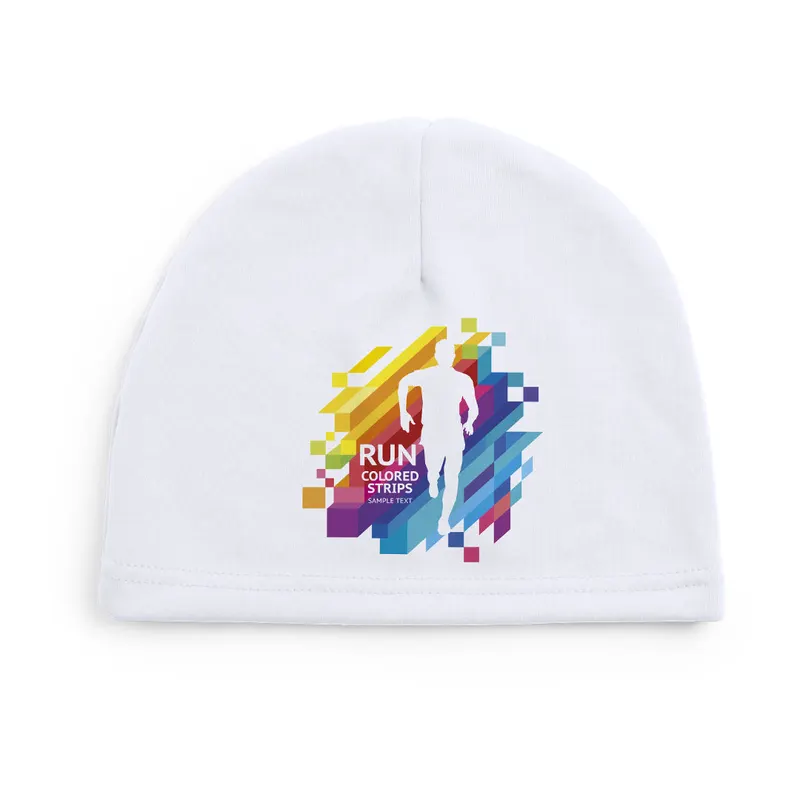 Gorro deportivo Folten 280 g con forro coral fleece en blanco de exterior: poliéster/ spandex, vista frontal