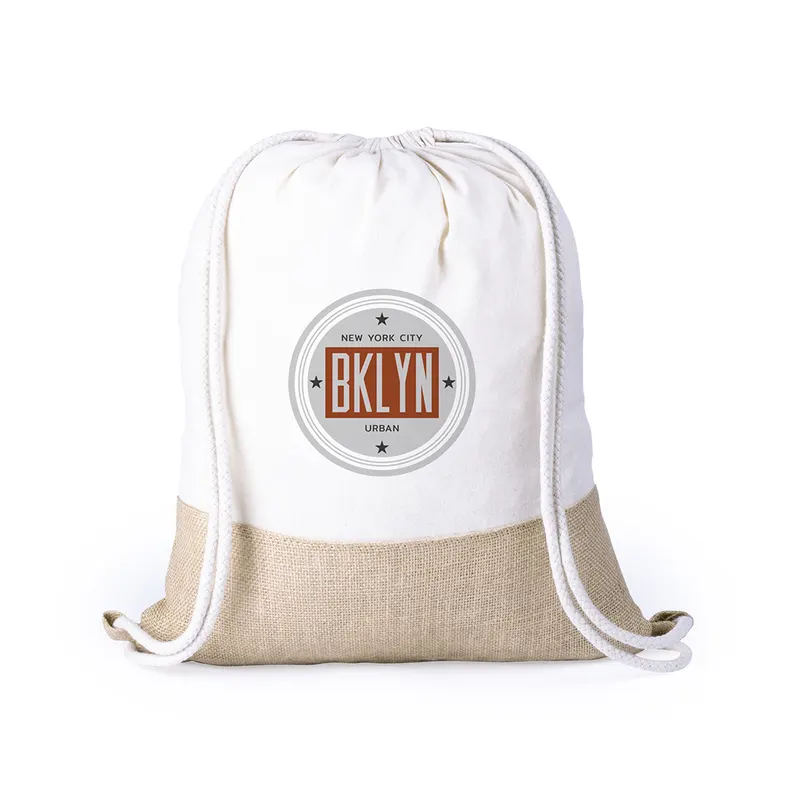 Mochila de cuerdas yute y algodón Badix 120 g en mochila badix de yute/ algodón 120 g/ m2, vista frontal