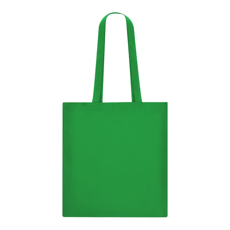 Bolsa de algodón Turkal 140 g con asas reforzadas en verde de algodón 140 g/ m2, vista frontal