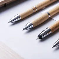 Bolígrafo pulsador de bambú Nikox tinta negra de bambú, detalle 4