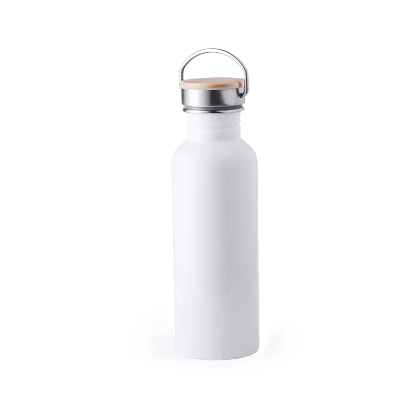 Bidón retro de acero Tulman inox 800 ml con asa en blanco de acero inox/ bambú, vista frontal