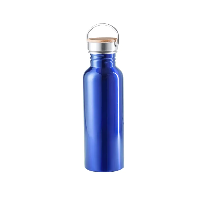 Bidón retro de acero Tulman inox 800 ml con asa en azul de acero inox/ bambú, vista frontal