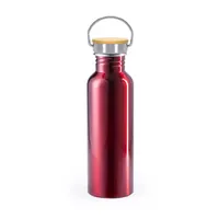 Bidón retro de acero Tulman inox 800 ml con asa de acero inox/ bambú, vista lateral