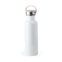 Bidón retro de acero Tulman inox 800 ml con asa de acero inox/ bambú, vista frontal