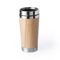 Vaso térmico de bambú y acero Ariston 500 ml de bambú/ interior acero inox, vista frontal