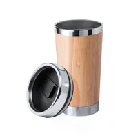 Vaso térmico de bambú y acero Ariston 500 ml de bambú/ interior acero inox, vista lateral