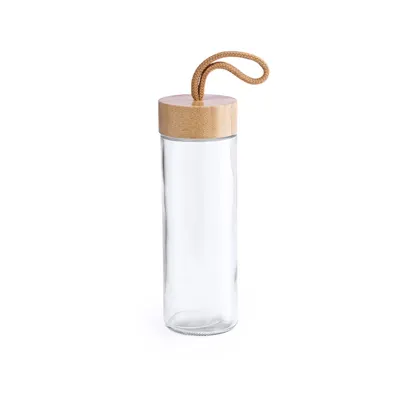 Tarro de cristal 420 ml con tapón de bambú personalizable