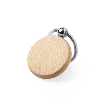 Llavero de madera Pelton de haya rectangular o redondo personalizable