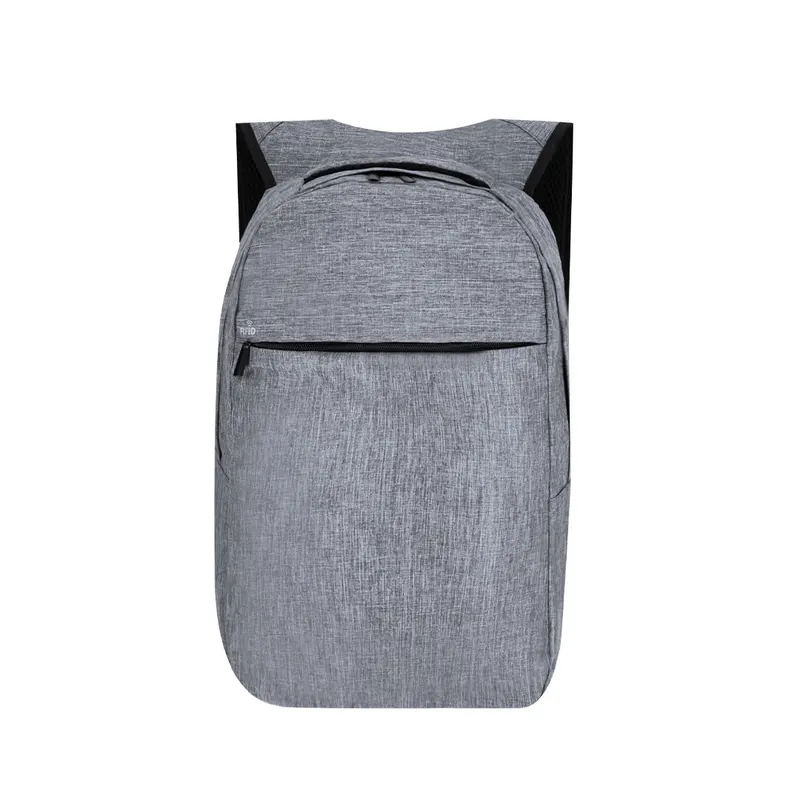 Mochila urbana RFID portátil Rigal 15 pulgadas en gris de poliéster 300D, vista frontal