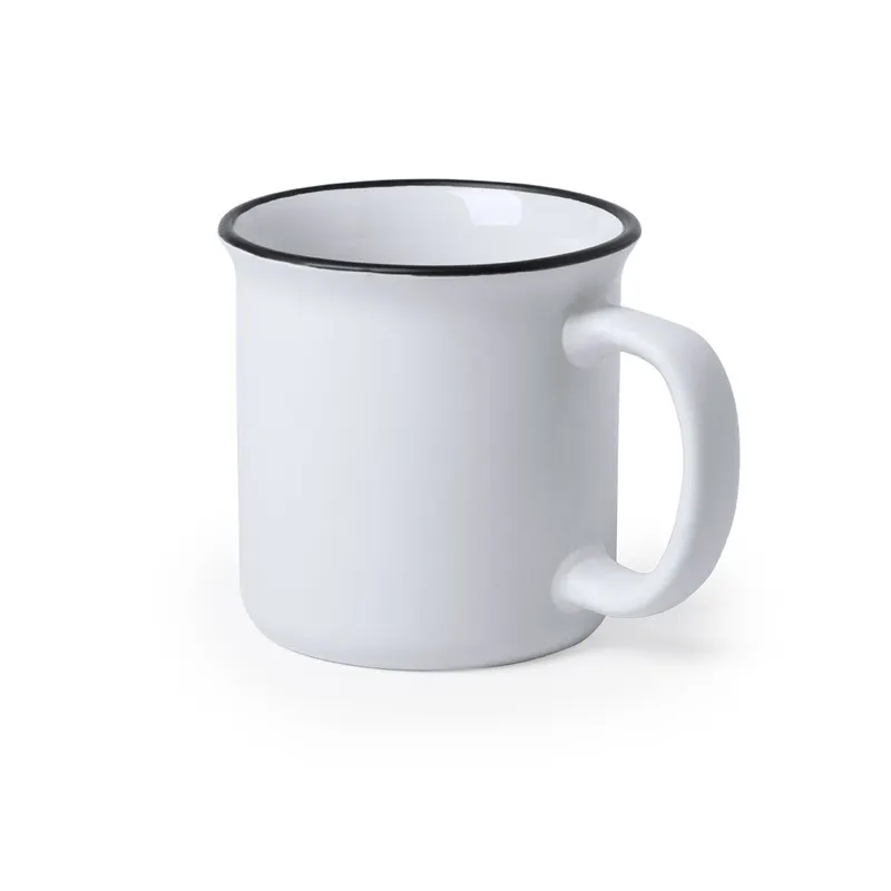 Taza de cerámica Bercom vintage 300 ml bicolor en blanco de cerámica, vista frontal