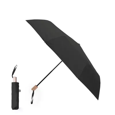 Paraguas plegable de RPET Brosian Ø 95 cm mango madera personalizable