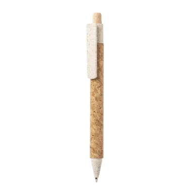 Bolígrafo de corcho Clover con clip de caña de trigo personalizable