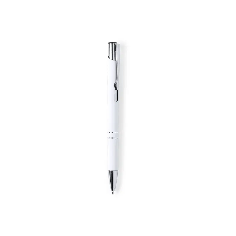 Bolígrafo de aluminio Zromen tacto goma bicolor jumbo en blanco de aluminio, vista frontal