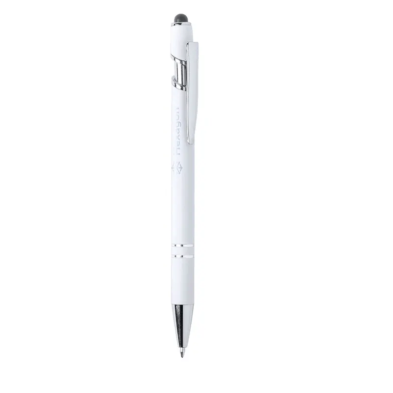 Bolígrafo puntero de aluminio Lekor tacto goma jumbo en blanco de aluminio, vista frontal