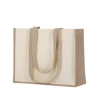 Bolsa de yute y algodón Rotin laminado con fuelle 76 cm de yute laminado/ algodón laminado, vista frontal