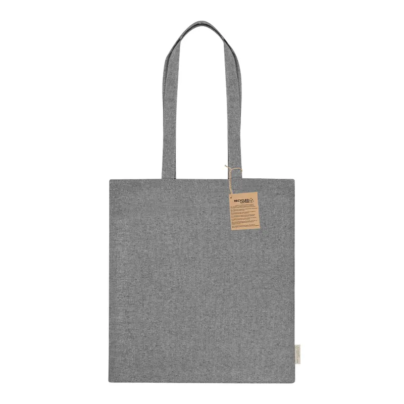 Bolsa de algodón reciclado Graket 120 g asas 70 cm en negro de algodón reciclado 120 g/ m2, vista frontal