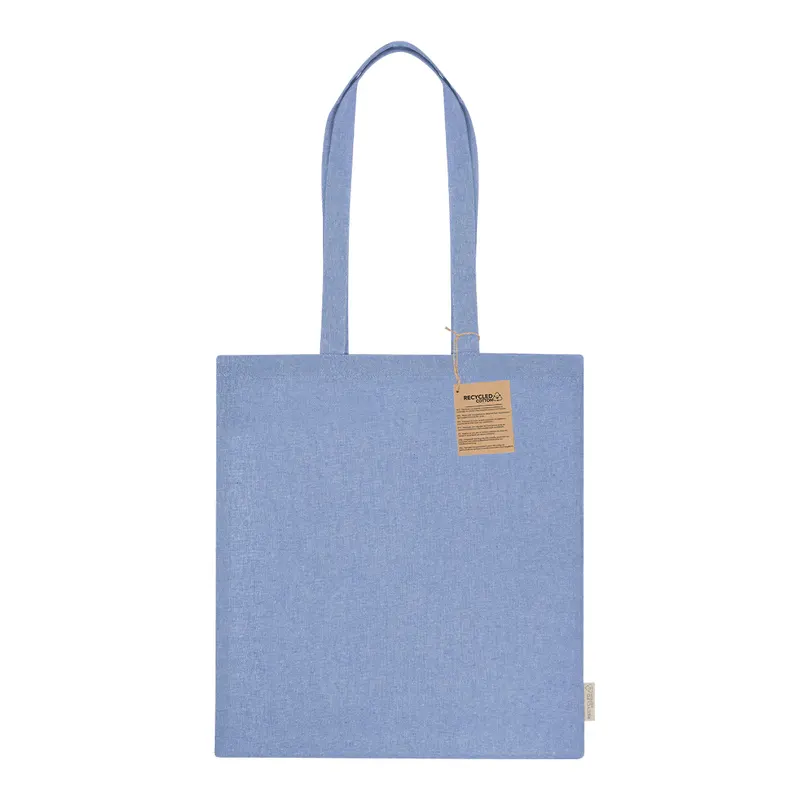 Bolsa de algodón reciclado Graket 120 g asas 70 cm en azul de algodón reciclado 120 g/ m2, vista frontal