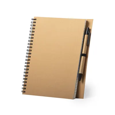 Set libreta de cartón Neyla y bolígrafo pulsador personalizable