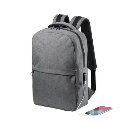 Mochila negocios de RPET Konor 600D estación USB personalizable
