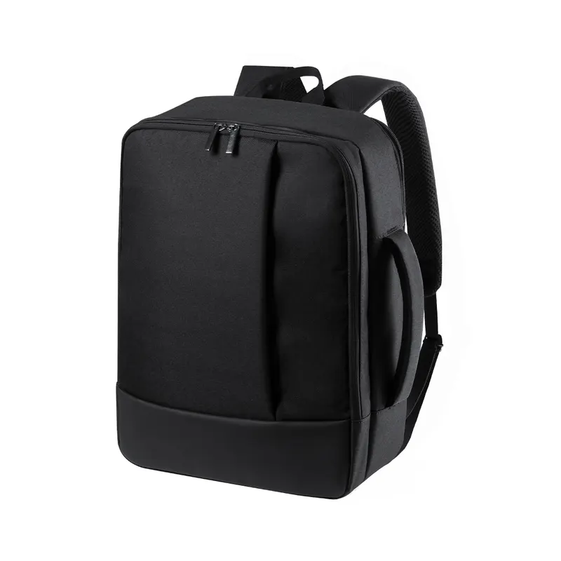 Mochila portadocumentos de poliéster y polipiel Hurkon en negro de poliéster 300D/ PU, vista frontal